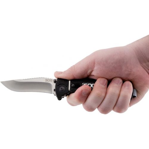  SOG Folding Knife Pocket Knife  “Trident Elite” TF106-CP Spring Assisted Knife w 3.7” Assisted Opening Knife Blade + Army Pocket Knife Grip