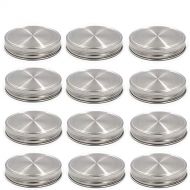 CHBKT Stainless Steel Mason Jar Lids, Storage Caps with Silicone Seals for Wide Mouth Size Jars, Polished Surface, Reusable and Leak Proof, Pack of 12