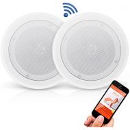 Pyle Pair 8” Bluetooth Flush Mount in-Wall in-Ceiling 2-Way Universal Home Speaker System Spring Loaded Quick Connections Polypropylene Cone Polymer Tweeter Stereo Sound 250 Watts