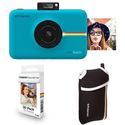 폴라로이드 Polaroid Snap Touch Instant Print Digital Camera With LCD Display (Blue) with Zink Zero Ink Printing Technology w Starter Kit, ZINK Paper (30 Sheets), and Neoprene Protective Pouc