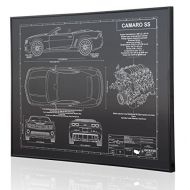 Engraved Blueprint Art LLC Chevrolet Camaro SS Convertible 5th Generation Blueprint Artwork-Laser Marked & Personalized-The Perfect Camaro Gifts