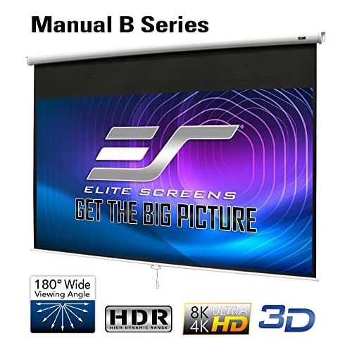  Visit the Elite Screens Store Elite Screens Manual B 100-INCH Manual Pull Down Projector Screen Diagonal 16:9 Diag 4K 8K 3D Ultra HDR HD Ready Home Theater Movie Theatre White Projection Screen with Slow Retrac