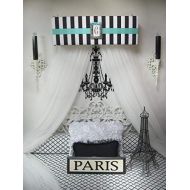 So Zoey Boutique Bed Canopy Crown Valance TIFFANY Blue Princess French Paris Stripe Pink Black White Upholstered SALE