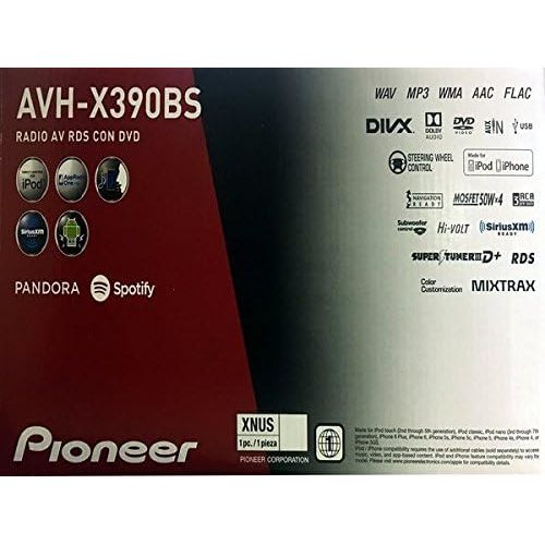 파이오니아 Pioneer AVH-X390BS Double Din Bluetooth in-Dash DVDCDAmFM Car Stereo Receiver with 6.2 Inch Wvga ScreenSirius Xm-Ready