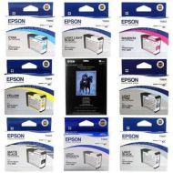 Epson 8 Ink Set & Paper Set for Stylus Pro 3880 Printer #IEST580KIT