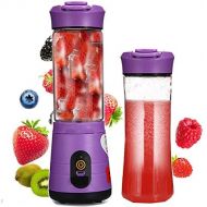 LQ&XL 380Ml Tragbarer Entsafter Mini Blender Smoothie Maker Mixer, Mobiler Standmixer USB Wiederaufladbare 6 Schneidkopf Milchshakesaft Babynahrung Reisen,Home,Purple