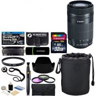 Canon EF-S 55-250mm F4-5.6 IS STM Telephoto Zoom Lens for EOS Digital SLR Cameras & Accessories: 32GB Card + Card Reader + Pouch + Lens Band + Hood + UV Filter Kit + More - Comple