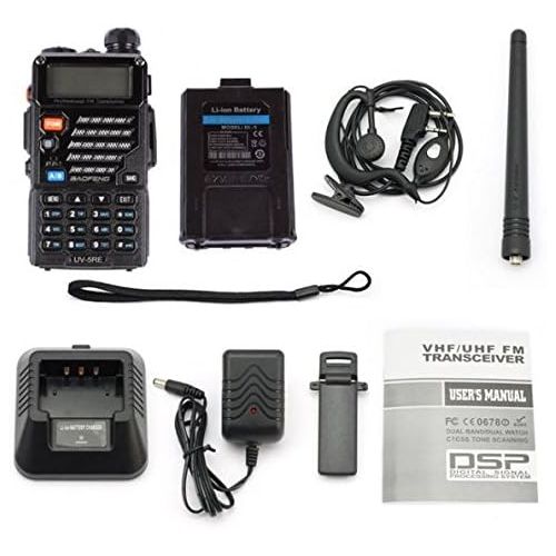  BaoFeng UV-5R+UV5R Plus Dual-Band 136-174400-480 MHz FM Ham Two-Way Radio 2pcs (Black)
