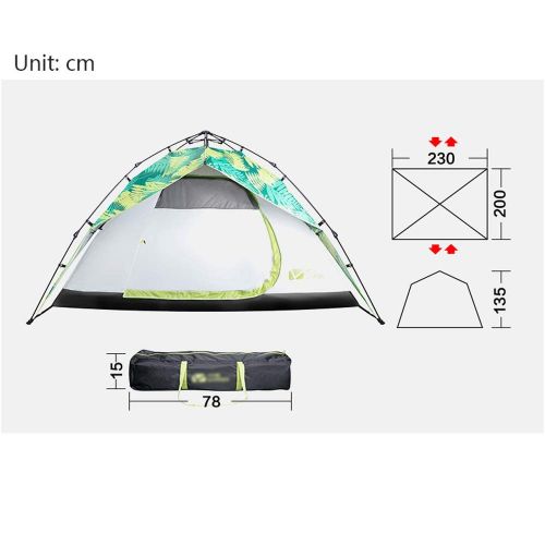  ZPBFQY FH Outdoor-Ausruestung Camping Doppel 3-4 Personen Automatisch Frei Zu Bauen Geschwindigkeit Offenes Zelt, Wasserdichte Sonnencreme, 230 × 200 × 135 cm