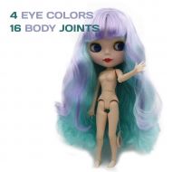 Katsu Retail Group Limited 4 Eye Colors Rainbow Hair BJD Doll 8 Joints Similar to Neo Blythe Doll Very Cute Pale Face Carved Lips