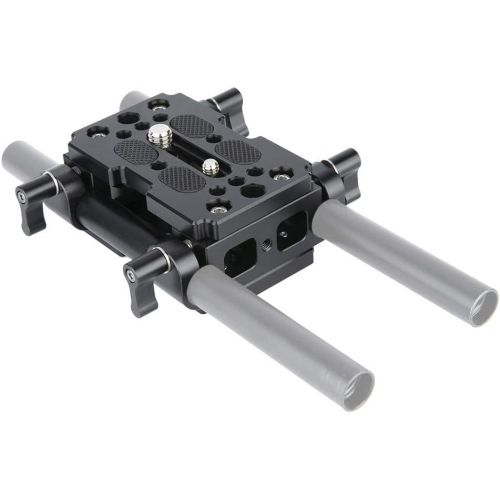  NICEYRIG Shoulder Support Camera Baseplate with 15mm Rod Clamp Railblock for Rod Support/DSLR Rig Cage