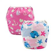 [아마존베스트]ALVABABY Swim Diapers 2pcs One Size Reusable & Adjustable Baby Shower Gifts SW09-10