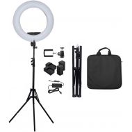 Yidoblo 18 Dimmable Bi-Color LED Light Ring FS-390II Kit with Mini Table Stand, Batteries, Chargers, Carrying Bag, Photo Holder for Portrait Selfie YouTube Photo Video Studio Photo