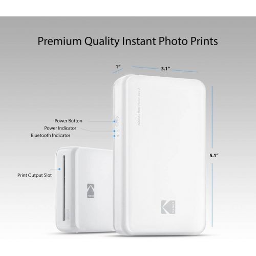  Kodak Mini2 Instant Photo Printer (Blue) Gift Bundle + Paper (20 Sheets) + Deluxe Case + 7 Fun Sticker Sets + Twin Tip Markers + Photo Album + Hanging Frames