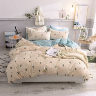 LELVA 3 Piece Cactus Print Duvet Cover Set Teens Cotton Floral Bedding for Girls Reversible Twin Fitted Sheet Set
