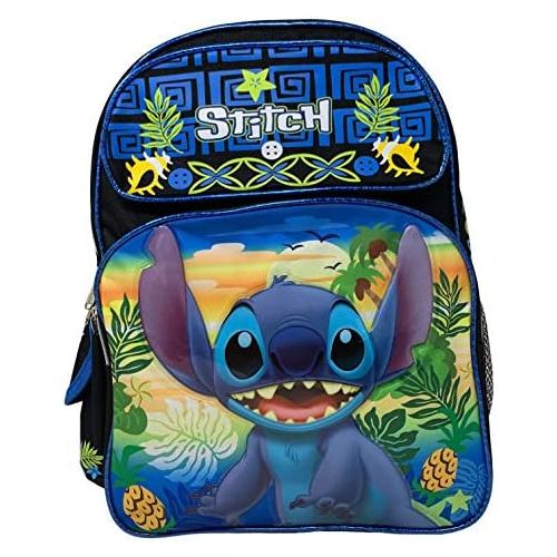  Ruz Disney Lilo & Stitch Black & Blue Large 16 inch School Backpack-Stitch