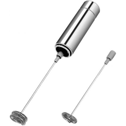  TAMUME USB-Geladen Handheld Elektrische Batteriebetriebene Milchaufschaumer mit Austauschbar Rostfreier Stahl Schneebesen Kopf, Schneebesen (Silver USB)