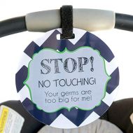 Three Little Tots Seahawk Tag - Stop No Touching Your Germs Are Too Big For Me (Boy Preemie Sign, Newborn, Baby Car Seat Tag, Stroller Tag, Baby Preemie No Touching Car Seat Sign)