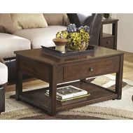 Signature Design by Ashley Ashley Furniture Signature Design - Marion Lift Top Coffee Table - 1 Drawer and 1 Fixed Shelf - Contemporary - Dark Brown