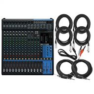 Yamaha MG16XU 16-Input 6 Bus Mixer w Compression, Effects, USB, Rack Kit, and Cables