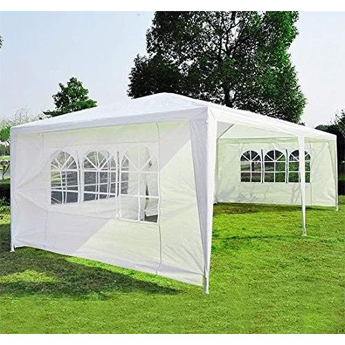  Outsunny 10 x 20 Gazebo Canopy Party Tent w/ 4 Removable Window Side Walls - White