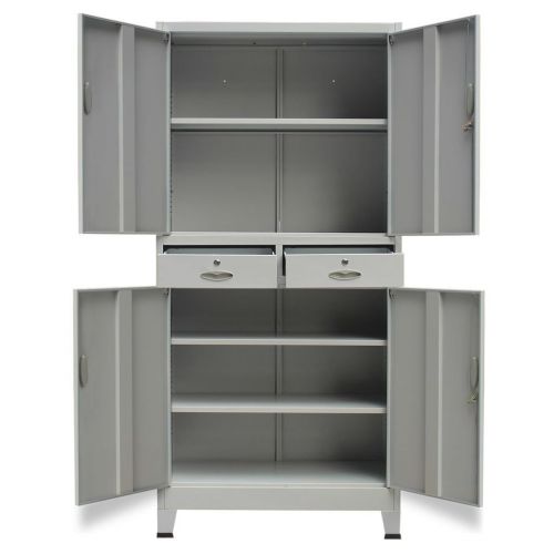  Daonanba Office Cabinet with 4 Doors 3 Adjsutable Shelves Storage File Cabinet Sturdy Steel Gray 35.4x15.7x70.9