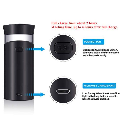  Lq lq Mini Nebulizer Inhaler, Handheld Personal Steam Vaporizer Humidifier Nebuliser Machine with USB Charger for Kids & Adults -Black