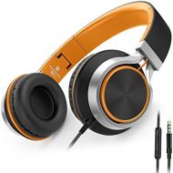 [아마존베스트]AILIHEN C8 Folding Headphones with Microphone and Volume Control for Cellphones Tablets Android Smartphones Laptop Computer Mp3/4 (Black/Orange)