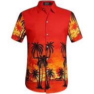 SSLR Mens Coconut Tree Casual Button Down Short Sleeve Hawaiian Shirt