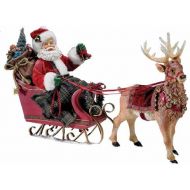 Kurt Adler Fabriche 10-Inch Santa in Sleigh with Deer Tablepiece