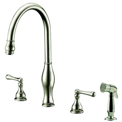  Dawn AB08 3156BN 3-Hole, 2-Handle Widespread Kitchen Faucet with Side Spray, Brushed Nickel