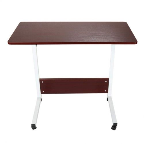  Multifunctional Lifting Mobile Computer Desk,Basde Stand Laptop Adjustable Height Table On Wheels for Bed and Sofa，Color: Red