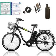 NAKTO 26 250W Electric Bicycle Sporting Shimano 6 Speed Gear EBike Brushless Gear Motor with Removable Waterproof Large Capacity 36V10A Lithium Battery and Battery Charger -Class A