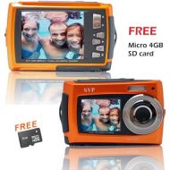 SVP Aqua 5800 Orange (with Micro 4GB) 18 MP Dual Screen Waterproof Digital Camera