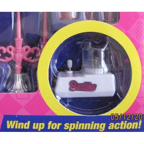 바비 Barbie FUN FIXIN GLAMOROUS DINING & MEAL Playset w Wind Up FOOD PROCESSOR & More! (1997 Arcotoys, Mattel)