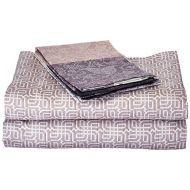 DaDa Bedding Luxury Elegant Jacquard Grey Floral Paisley Linen Soft Simple Cotton Fitted Sheet Set with Pillow Case Cover - King - 3-Pieces