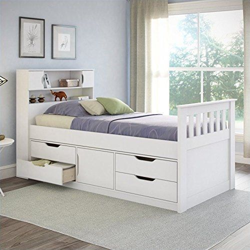  Atlin Designs Twin Single Captains Bed in Snow White