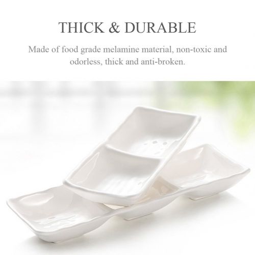  HaloVa Condiment Dish, Food-grade Melamine Sauce Dish, Multipurpose Divided Nonslip Dipping Bowl for Home Hotel Restaurant Kitchen Spices Vinegar Nuts, Two Compartments