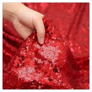 QueenDream 4yards Sequin Tablecloth Designed Red Table Cover for Wedding Party Festival Table Cloth Decoration
