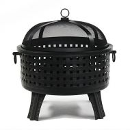 ALEKO FP002 Steel Cross Weave Backyard Patio Fire Pit Bowl with Log Grate and Poker 25 Inches Black