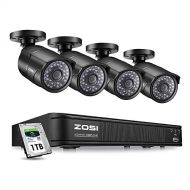 ZOSI 1080p PoE Home Security Camera System, 8 Channel NVR Recorder (1TB Hard Drive Built-in) and (4) 2MP 1920x1080p Surveillance CCTV Bullet IP Camera Outdoor/Indoor with 100ft Lon