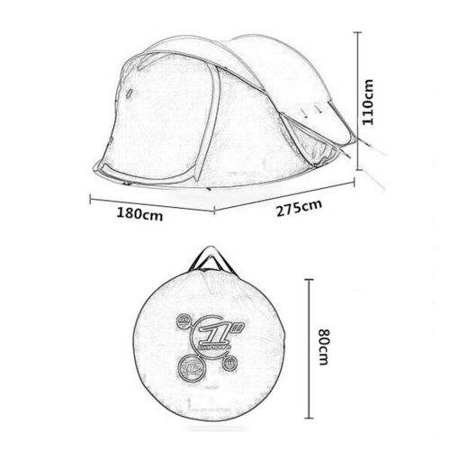  DWJ-Z Komplett Automatisch Zelt, Schnell OEffnen Draussen 3-4 Leute Doppelschicht Wasserdicht Camping