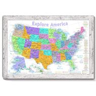 GeoJango USA Map for Kids - Explore America Map - Push Pin Travel Map - Medium Size - Pastel Edition