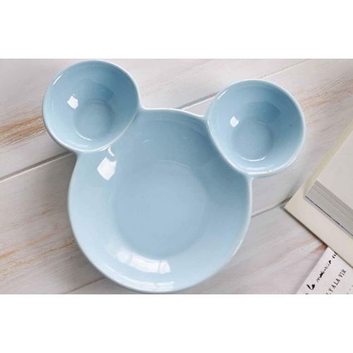  Qiaoxianpo01 Fruit Plate, Ceramic Cartoon Fruit Plate, Divided Creative Youth Fashion Style, Mickey Mouse Pink (Color : Black)