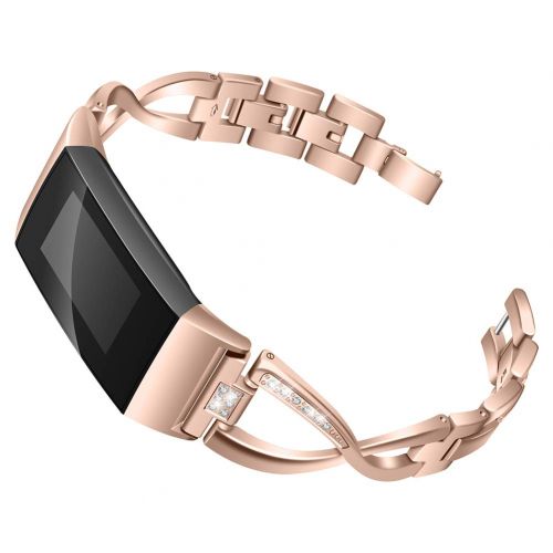  AchidistviQ Big X Strass Uhrenarmband Armband Zubehoer Dekoration fuer Fitbit Charge 3