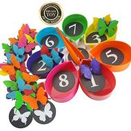 [아마존베스트]Skoolzy Butterfly Counting Montessori Toys for Toddlers - Matching Game, Color Sorting Preschool Learning Toys - Educational STEM Toys for Girls & Boys Age 2 3 4 5 Year Old - 75pc