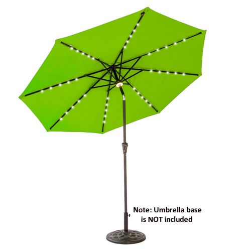  FLAME&SHADE 9 LED Lights Outdoor Market Umbrella for Balcony Patio Outside Deck or Garden Terrace Table with Tilt, Apple Green