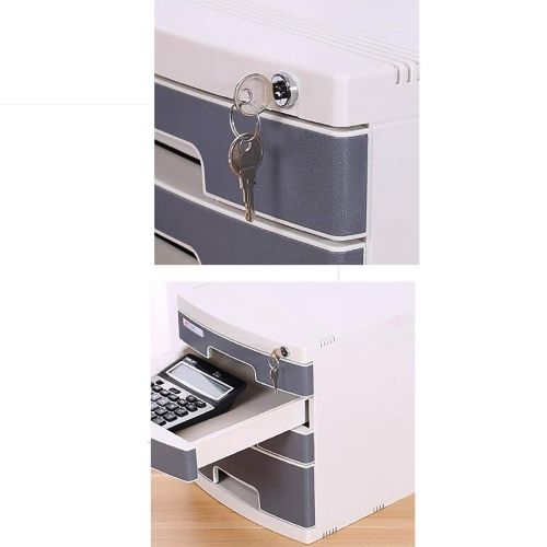  ZCCWJG Storage Drawer Desk Storage Box Lock File Cabinet A4 Office Gray (Size: 394 295 430mm) (Size : B)
