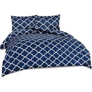 [아마존 핫딜] [아마존핫딜]Utopia Bedding 3pc Duvet Cover with 2 Pillow Shams (Queen, Printed Navy)