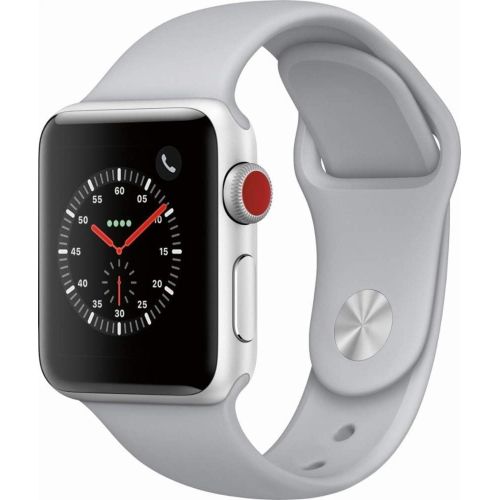 애플 Apple Watch Series 3 38mm GPS + Cellular Silver Aluminum Case with White Sport Band (Certified Refurbished)